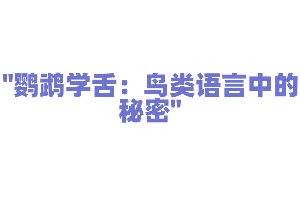 "鹦鹉学舌：鸟类语言中的秘密"